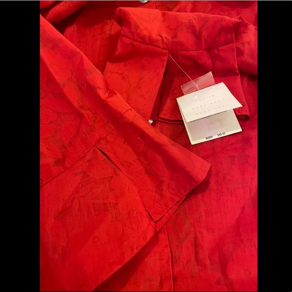 True Beauty by Emme sheer floral blouse red ; 18 - Picture 9 of 12